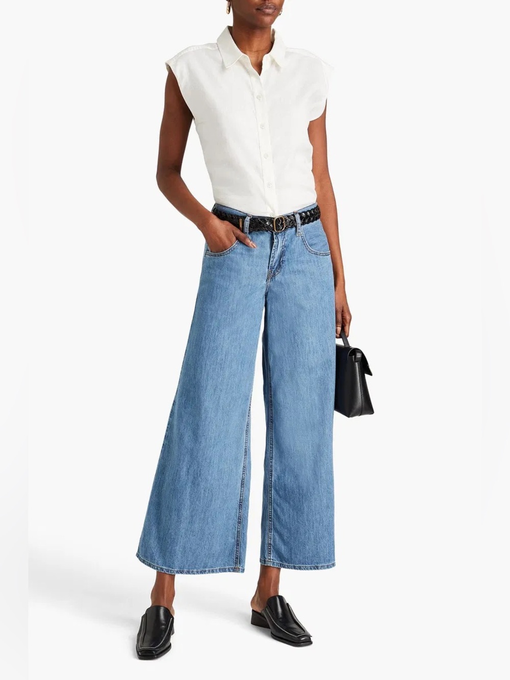 Frame Chambray Le Pixie Wide Leg, size 27